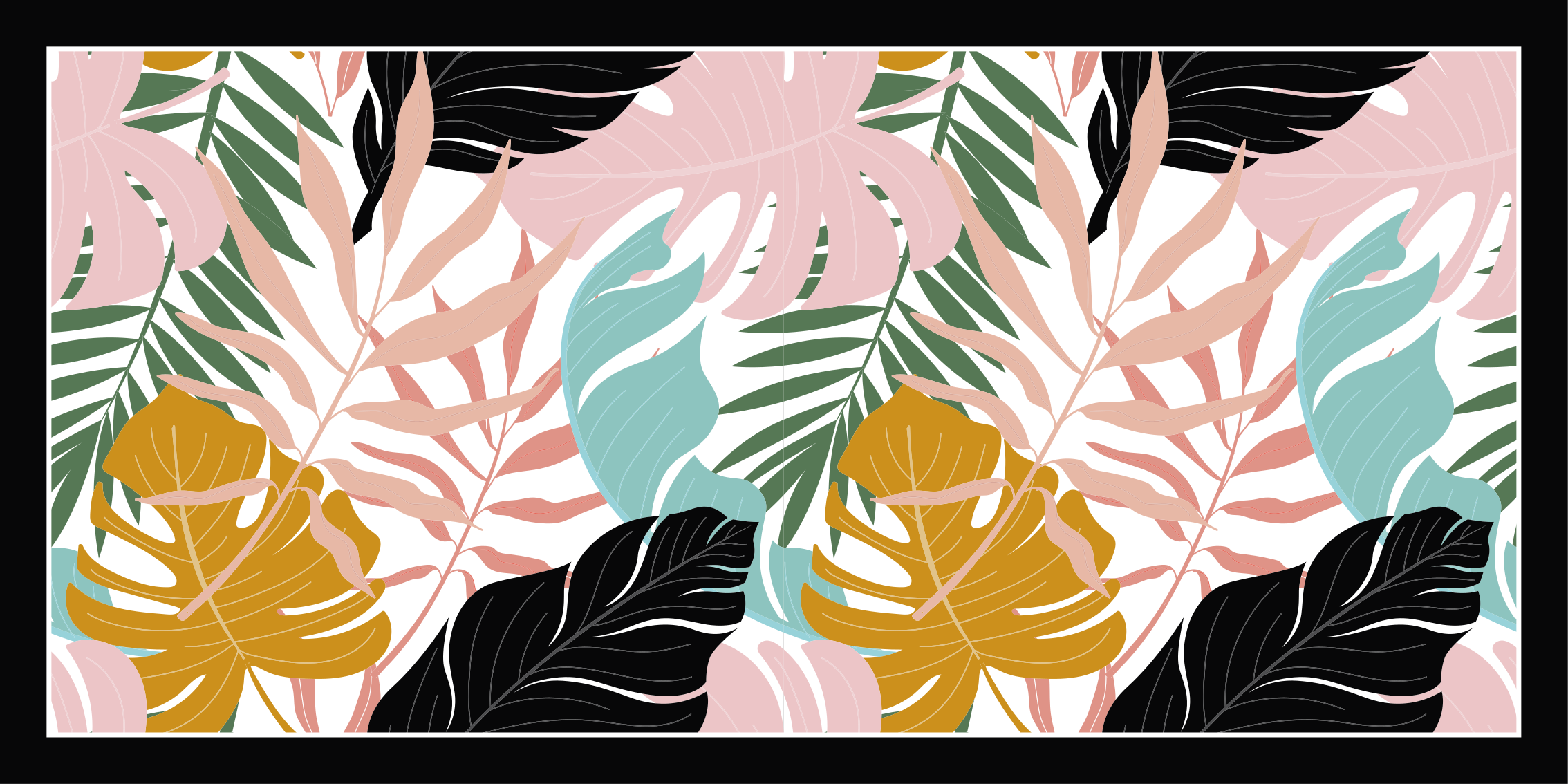 Tapete vinílico natureza paleta de folhas tropicais - TenStickers