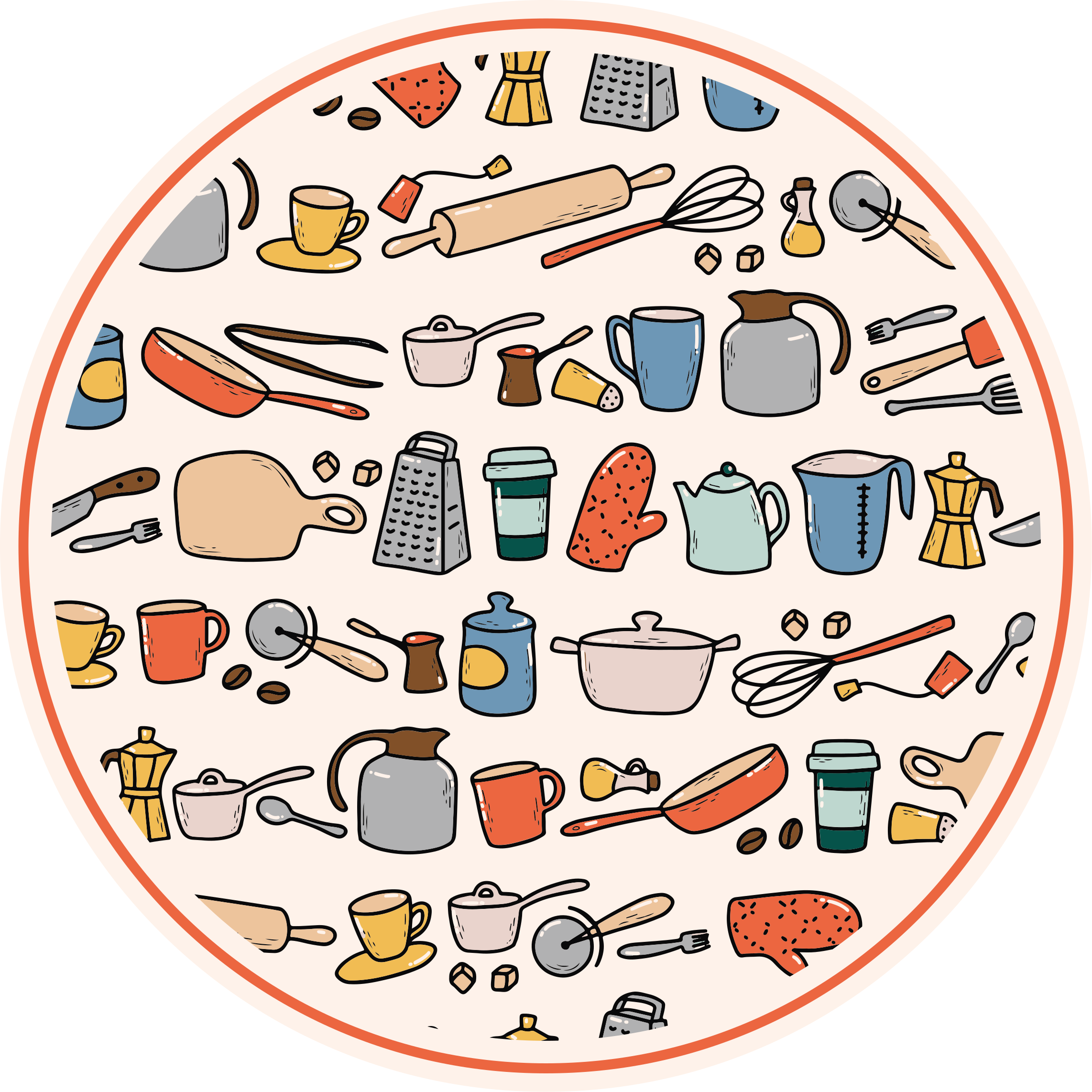 Tapete vinílico cozinha coleção de utensílios - TenStickers