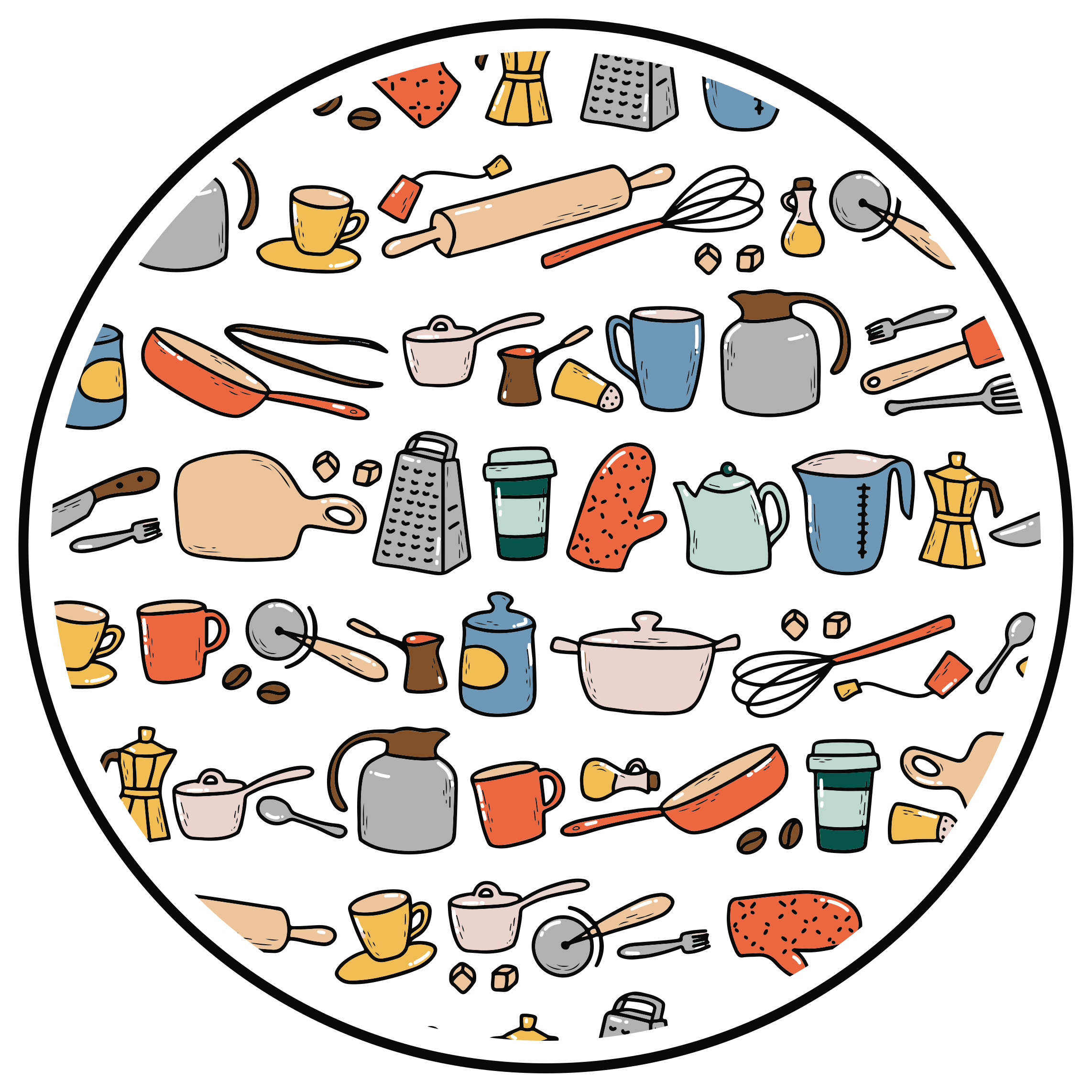 Tapete vinílico cozinha coleção de utensílios culinários - TenStickers