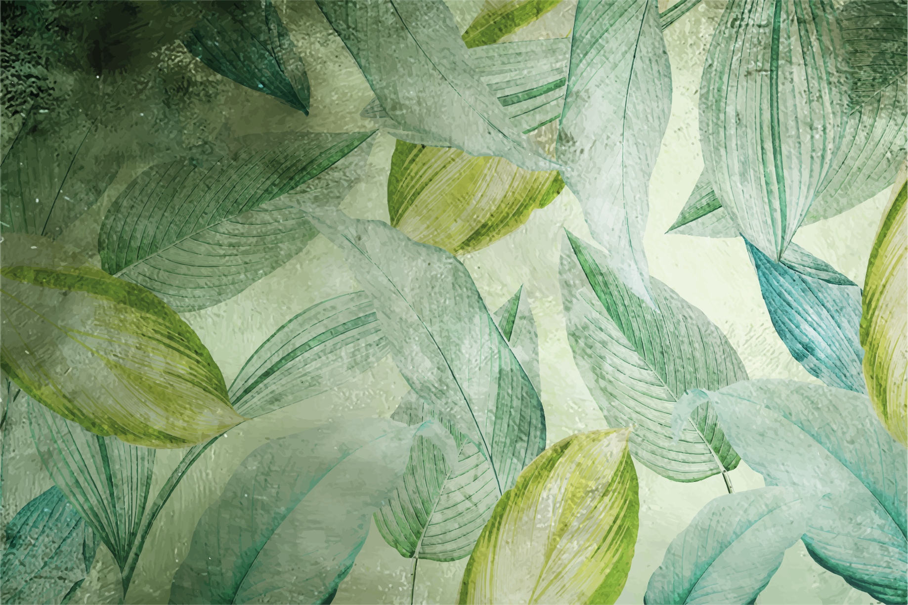 Tapete vinílico natureza motivo de vegetação vibrante - TenStickers