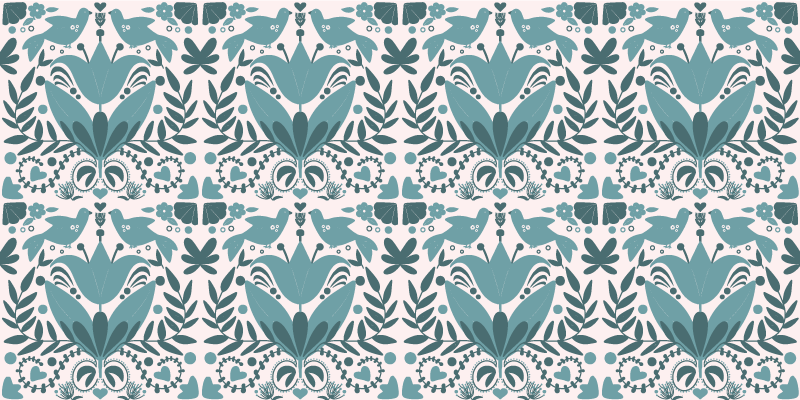 Tapete vinílico moderno padrão de pássaro floral - TenStickers