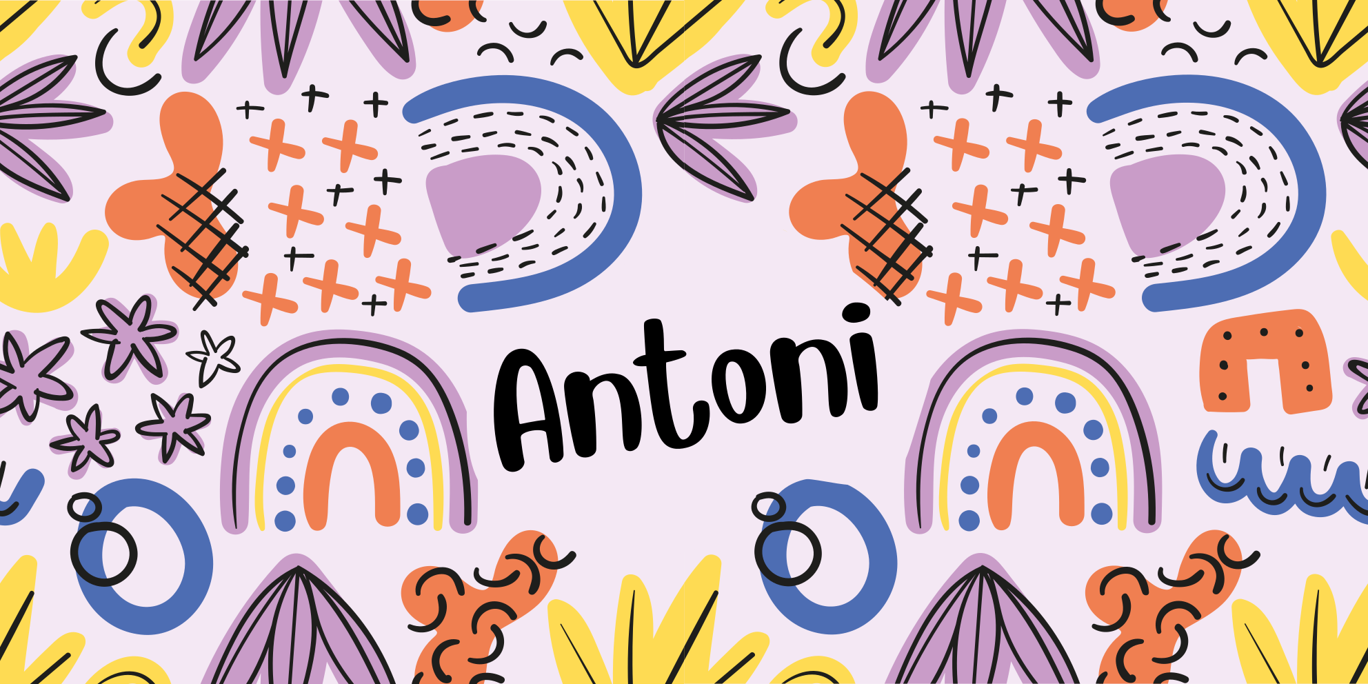 Tapete em vinil infantil geométrico nórdico com nome - TenStickers