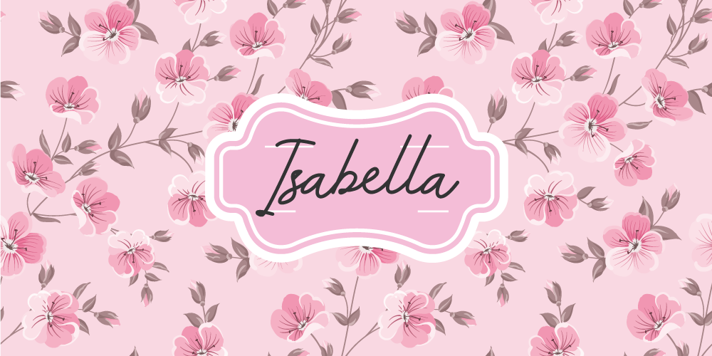 Tapete vinílico juvenil design floral rosa com nome - TenStickers