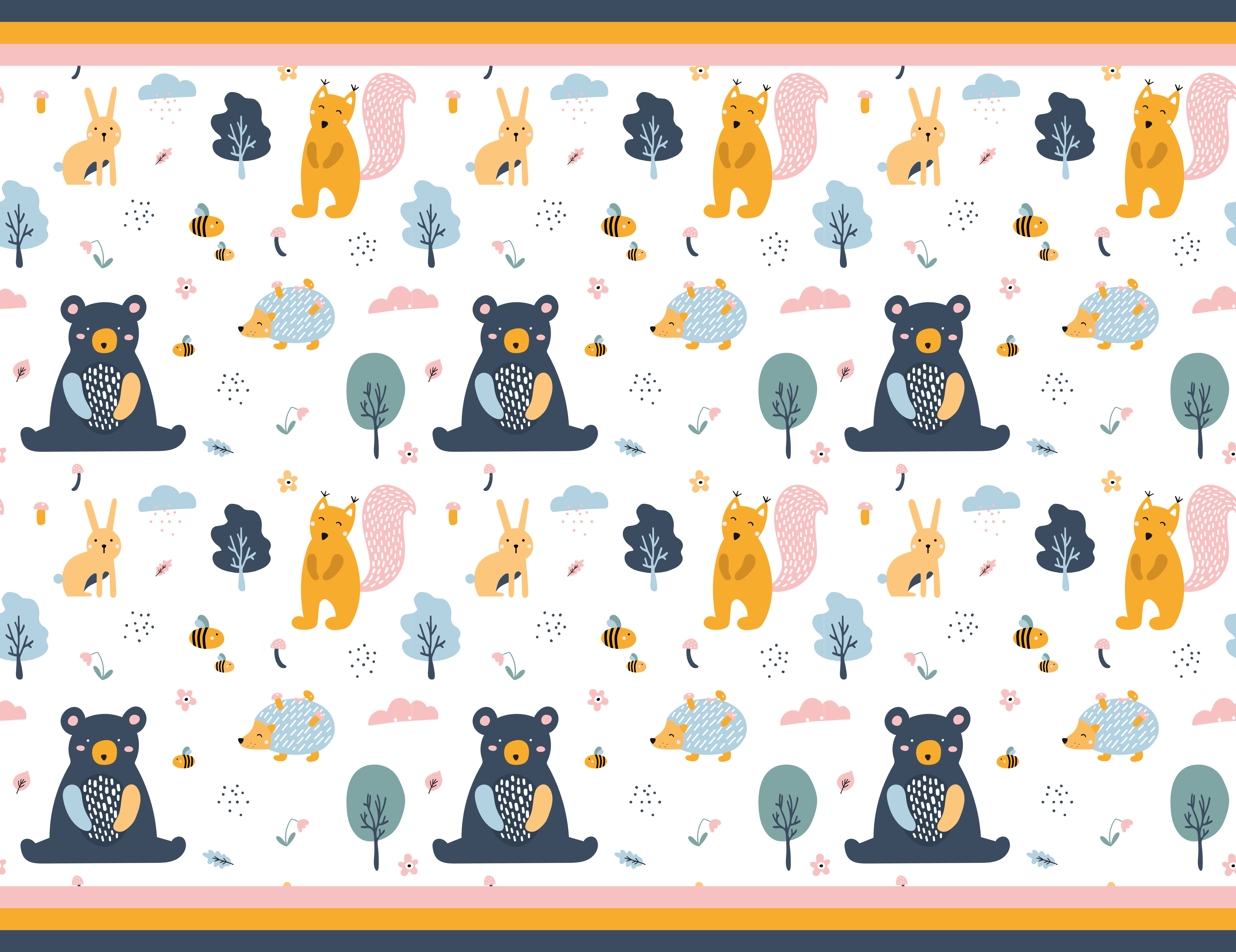 Tapete vinílico infantis amigos da floresta escandinava - TenStickers