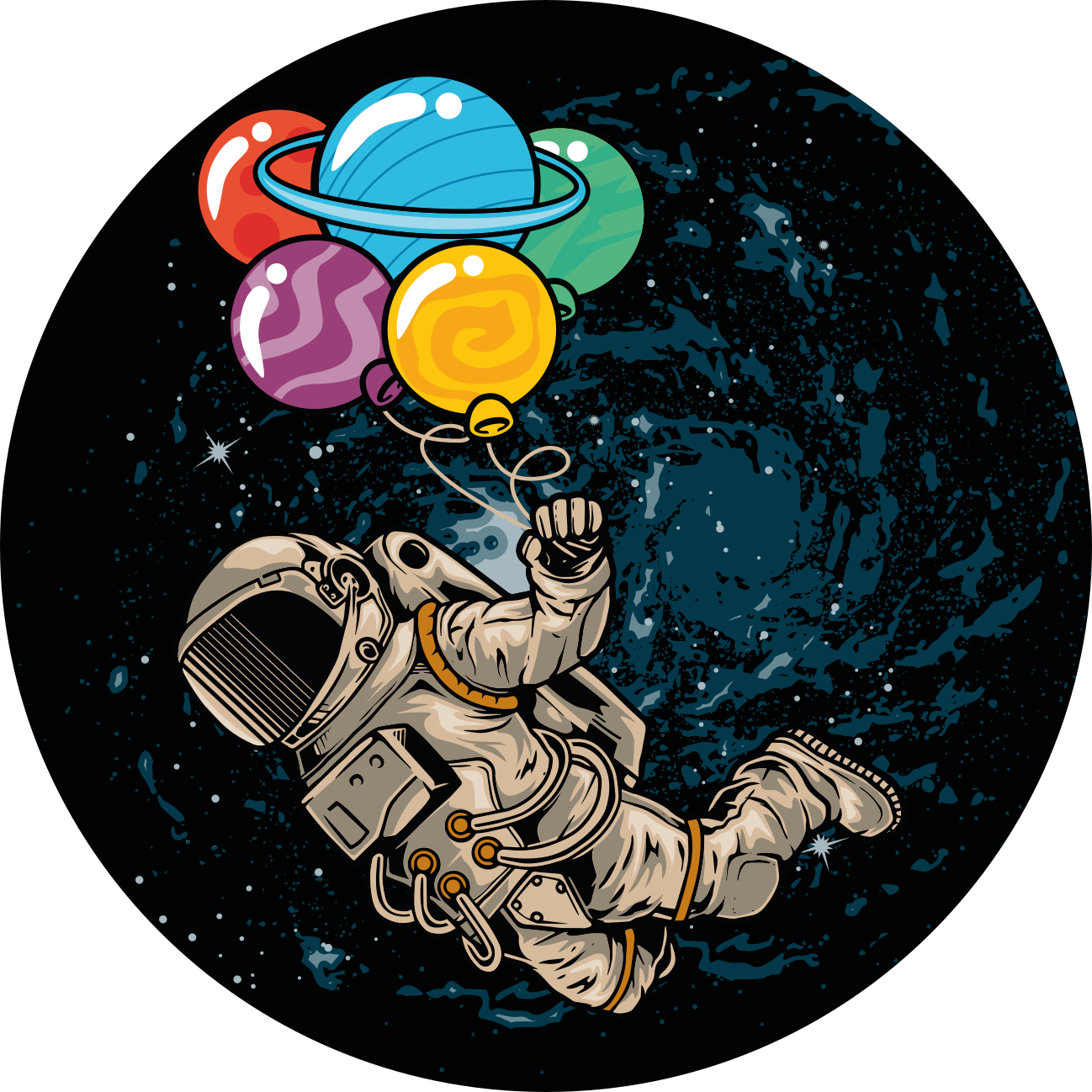 Tapete em vinil infantil astronauta com balões - TenStickers