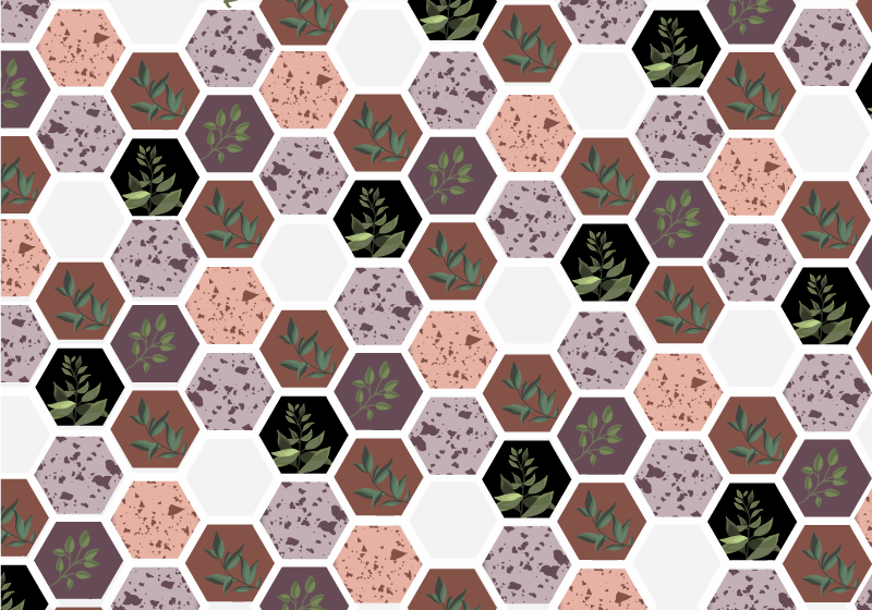 Tapete vinílico natureza padrão de folha hexagonal - TenStickers