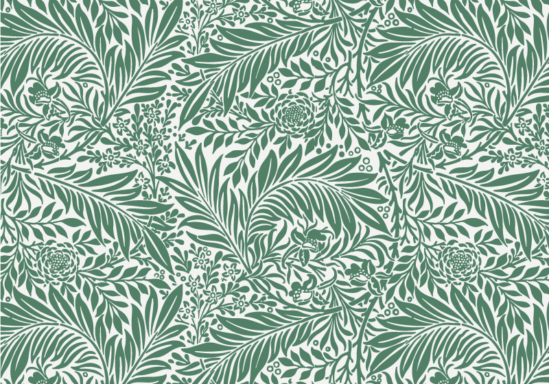 Tapete vinílico flores e plantas padrão de folhagem verde - TenStickers