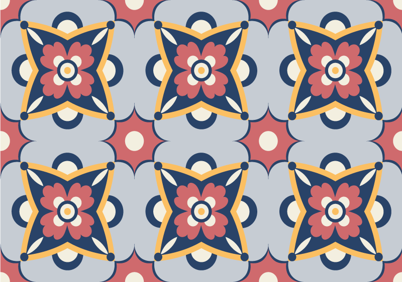 Tapete vinílico mosaico composição cinza botânica - TenStickers