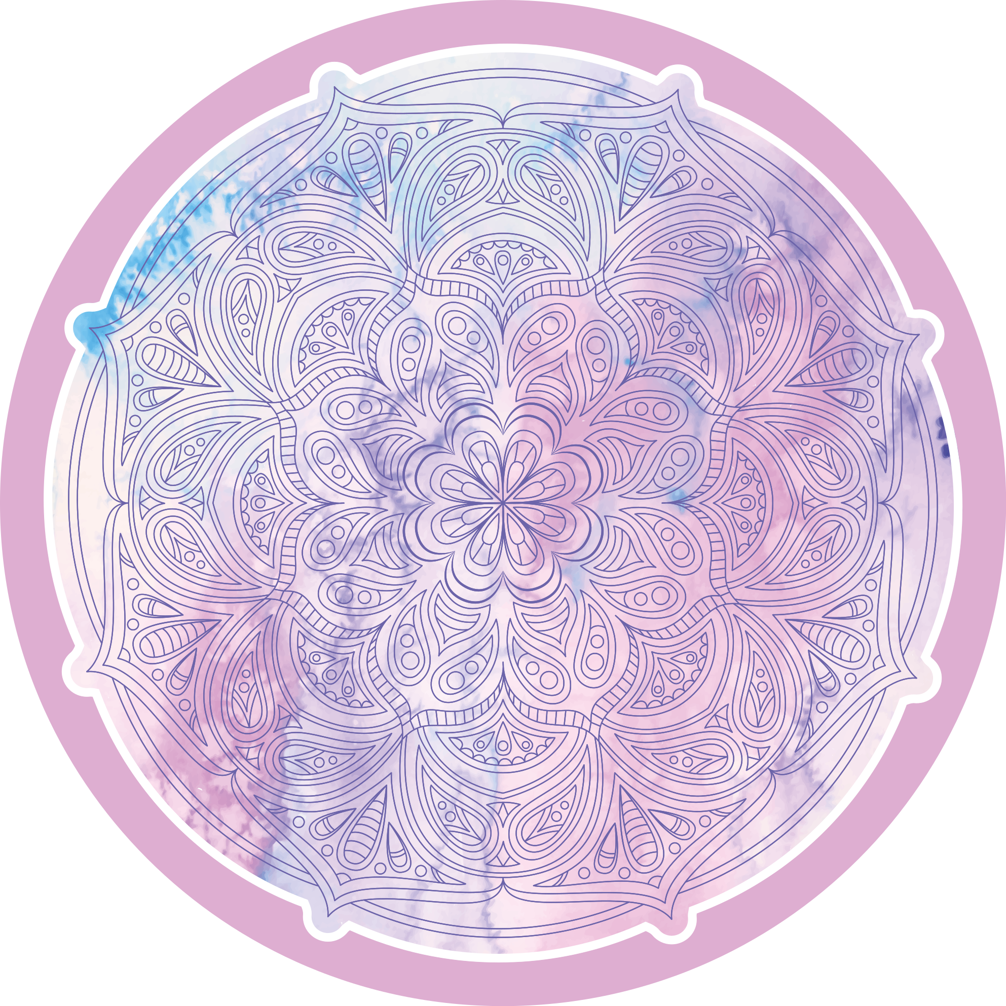 Tapete vinílico de mandala floral rosa pastel - TenStickers