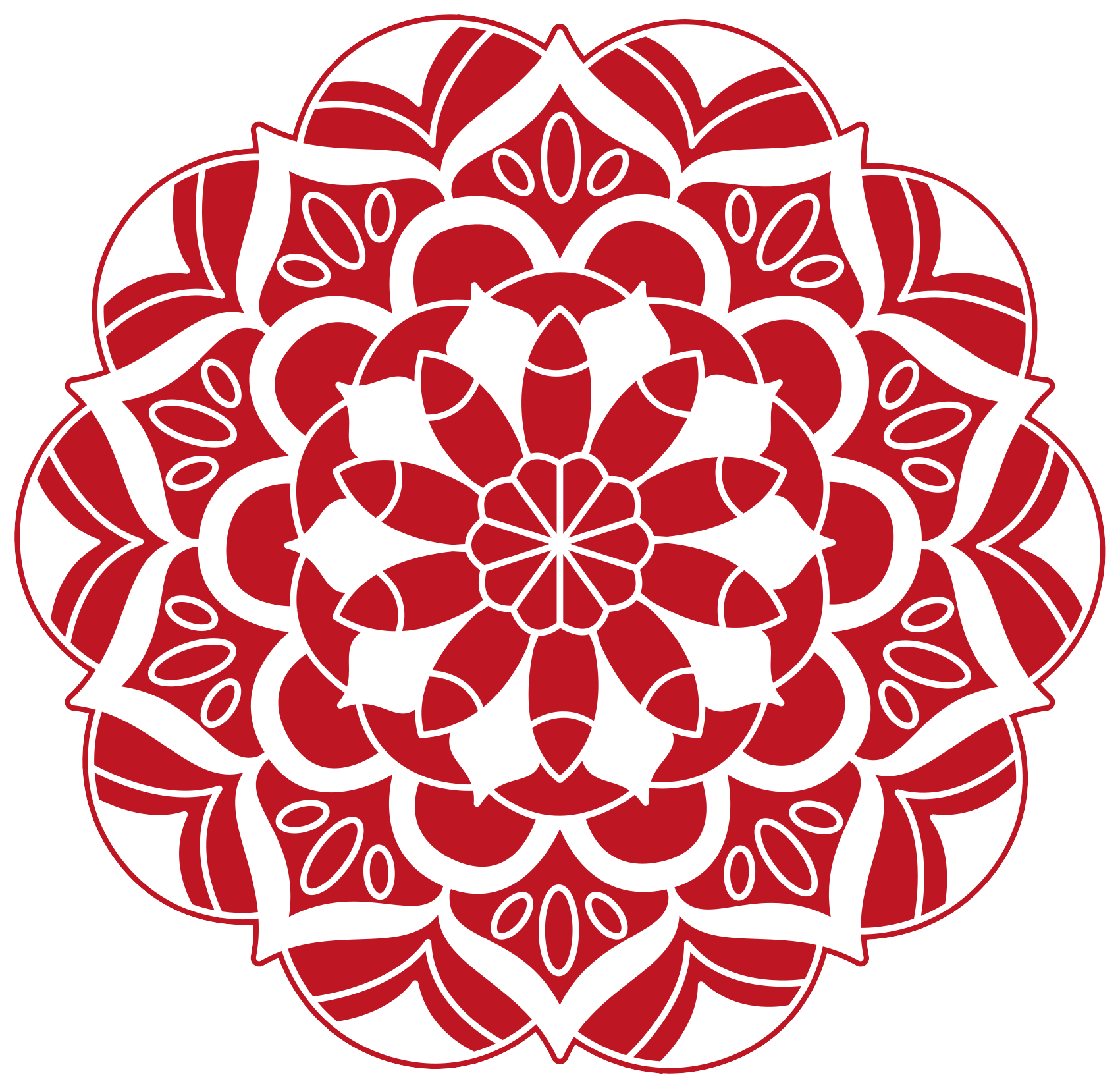 Tapete vinílico de mandala padrão floral vermelho - TenStickers