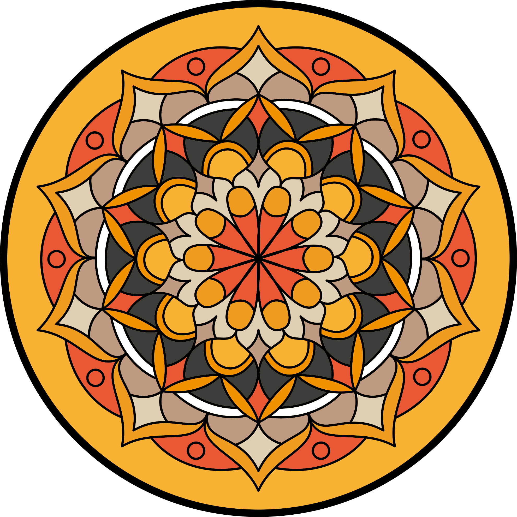 Mandala laranja com tapete de vinil de mandala de flores - TenStickers