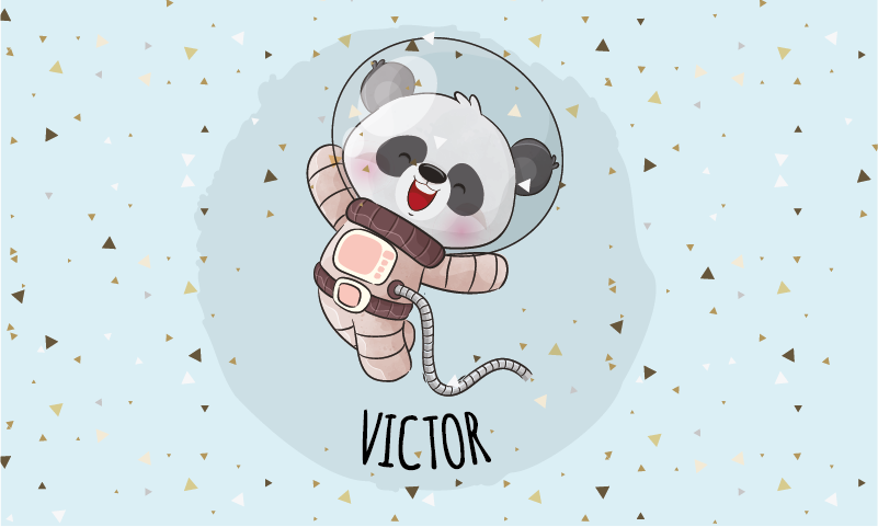 Tapete vinílico com nome panda astronauta fofo - TenStickers