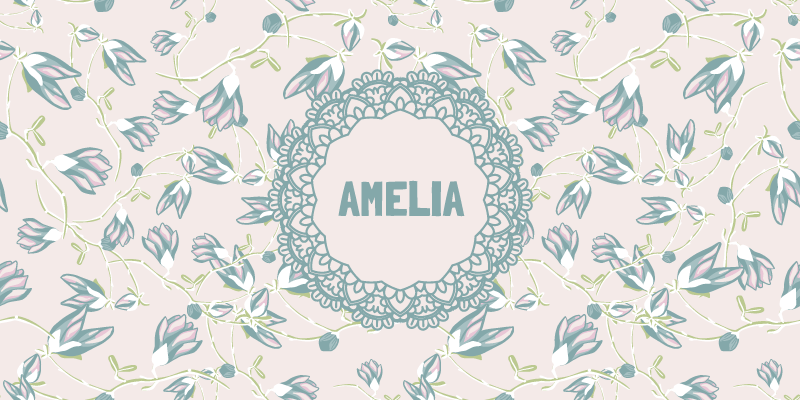 Tapete vinílico quarto design floral com nome - TenStickers