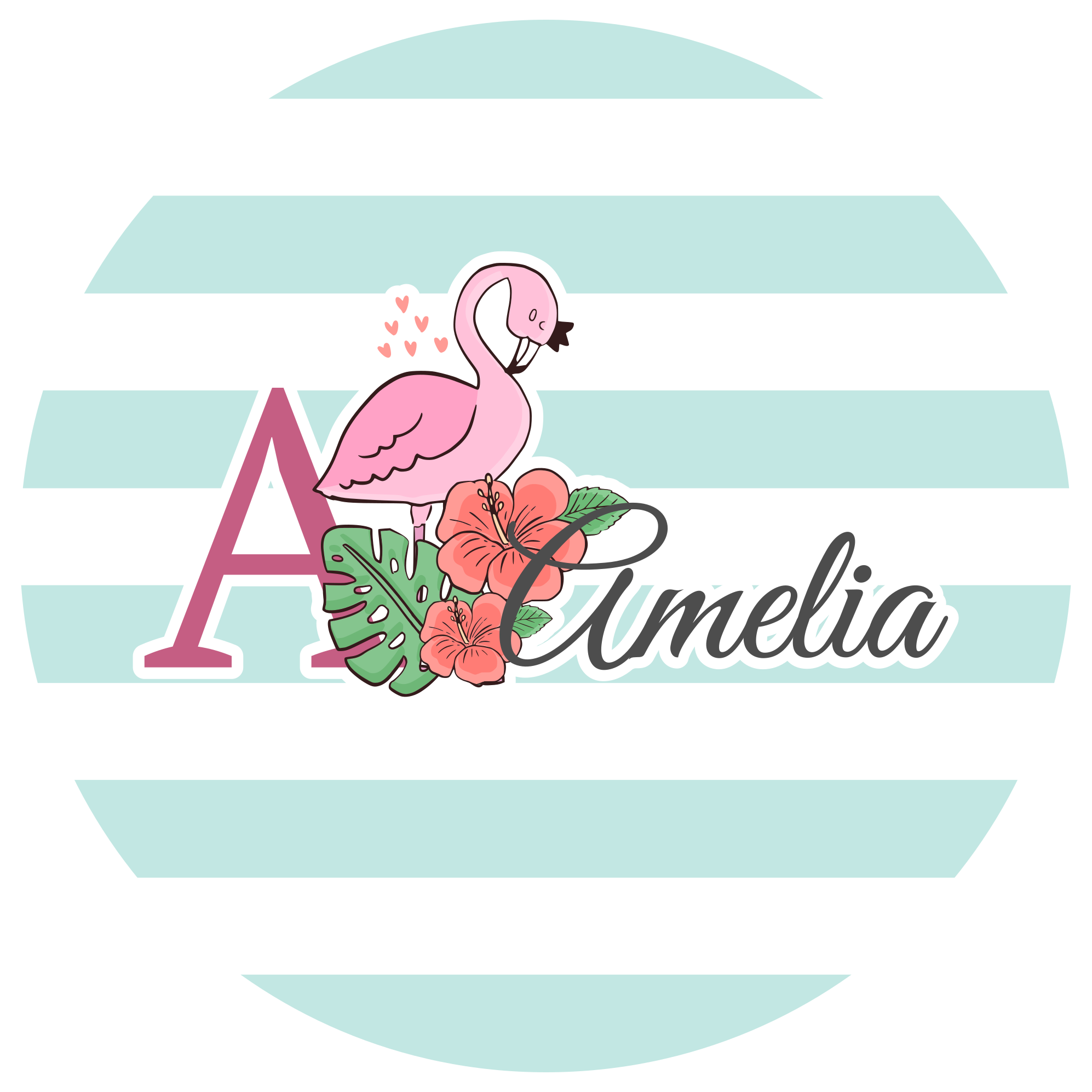 Tapete vinílico com nome decoração de flamingo - TenStickers