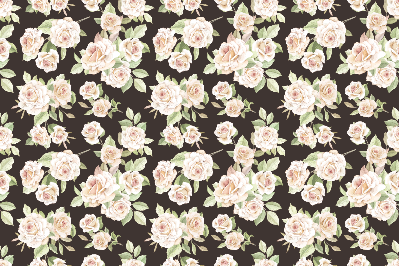 Tapete vinílico flores e plantas padrão rosa floral - TenStickers