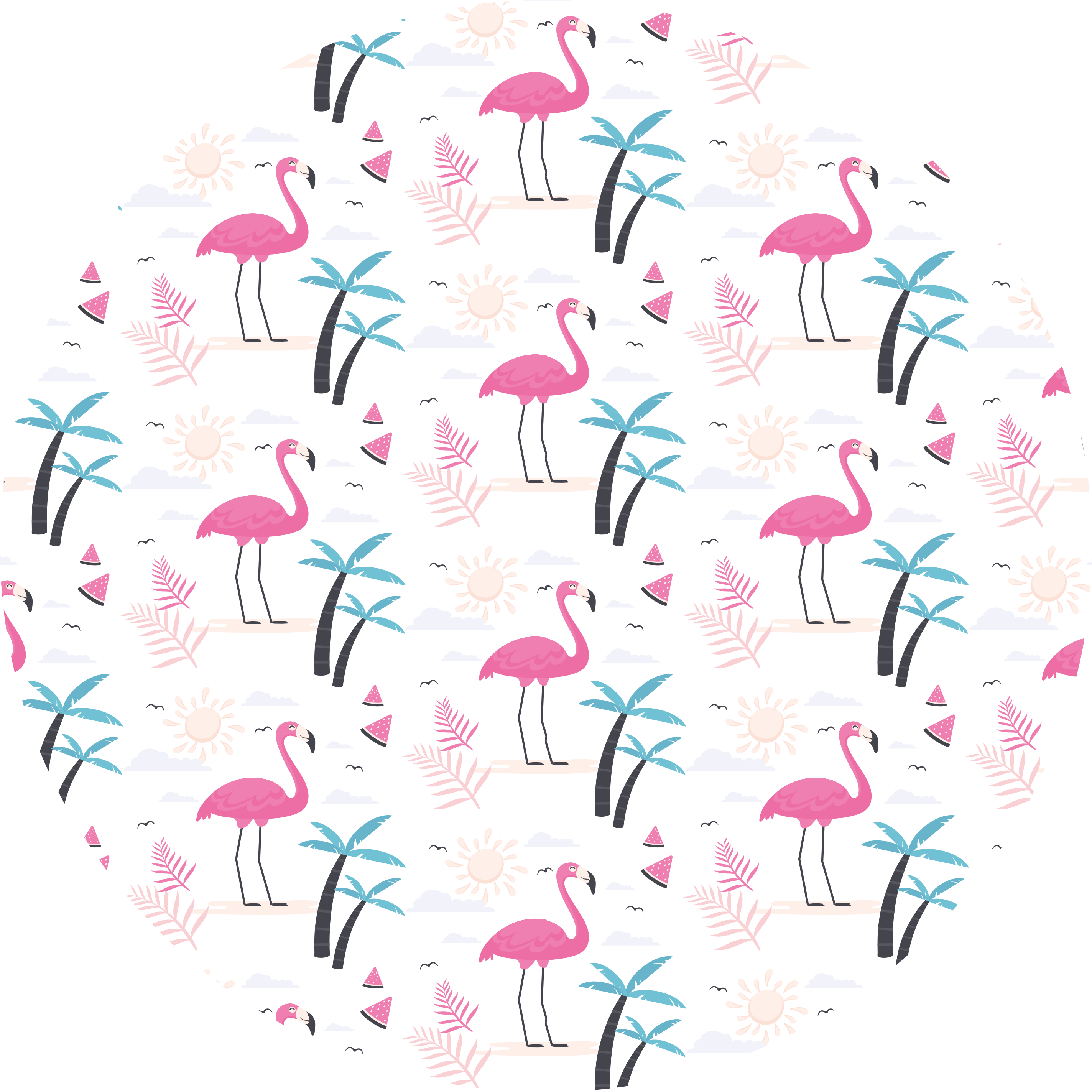Tapete vinílico juvenil cena tropical de flamingos - TenStickers