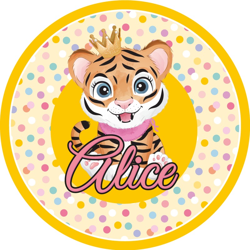Tigre fofo para menina com o nome tapete de jogo de bebê - TenStickers
