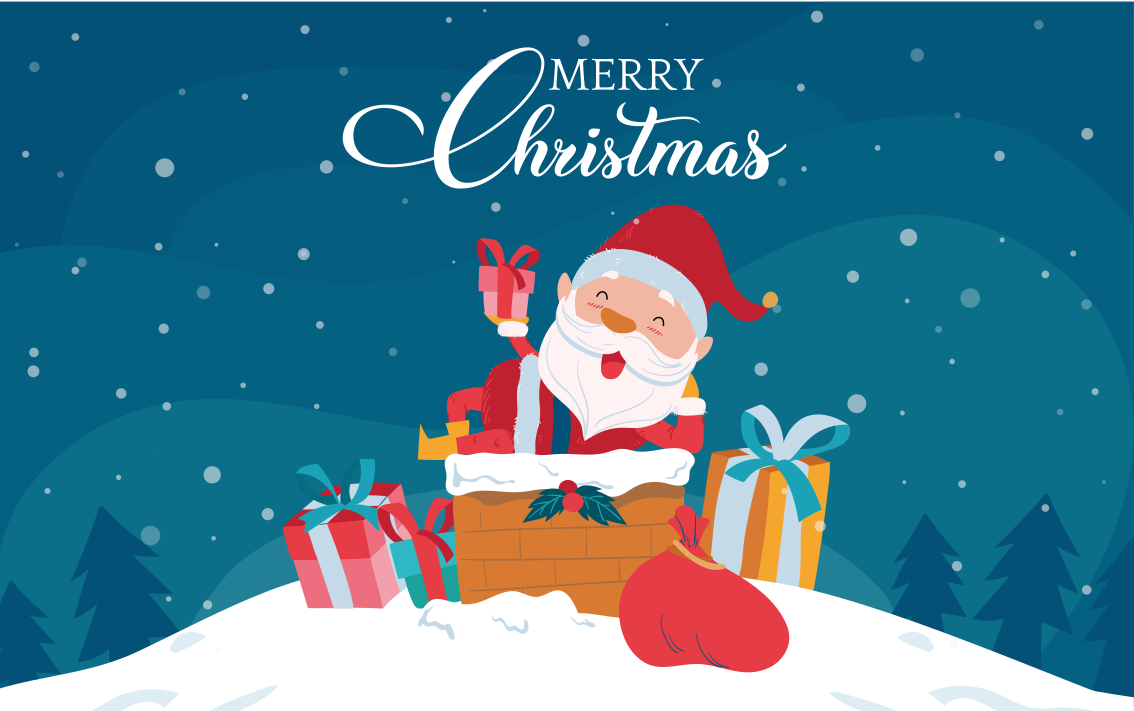 Tapete vinílico do Natal vibrações alegres do papai noel - TenStickers