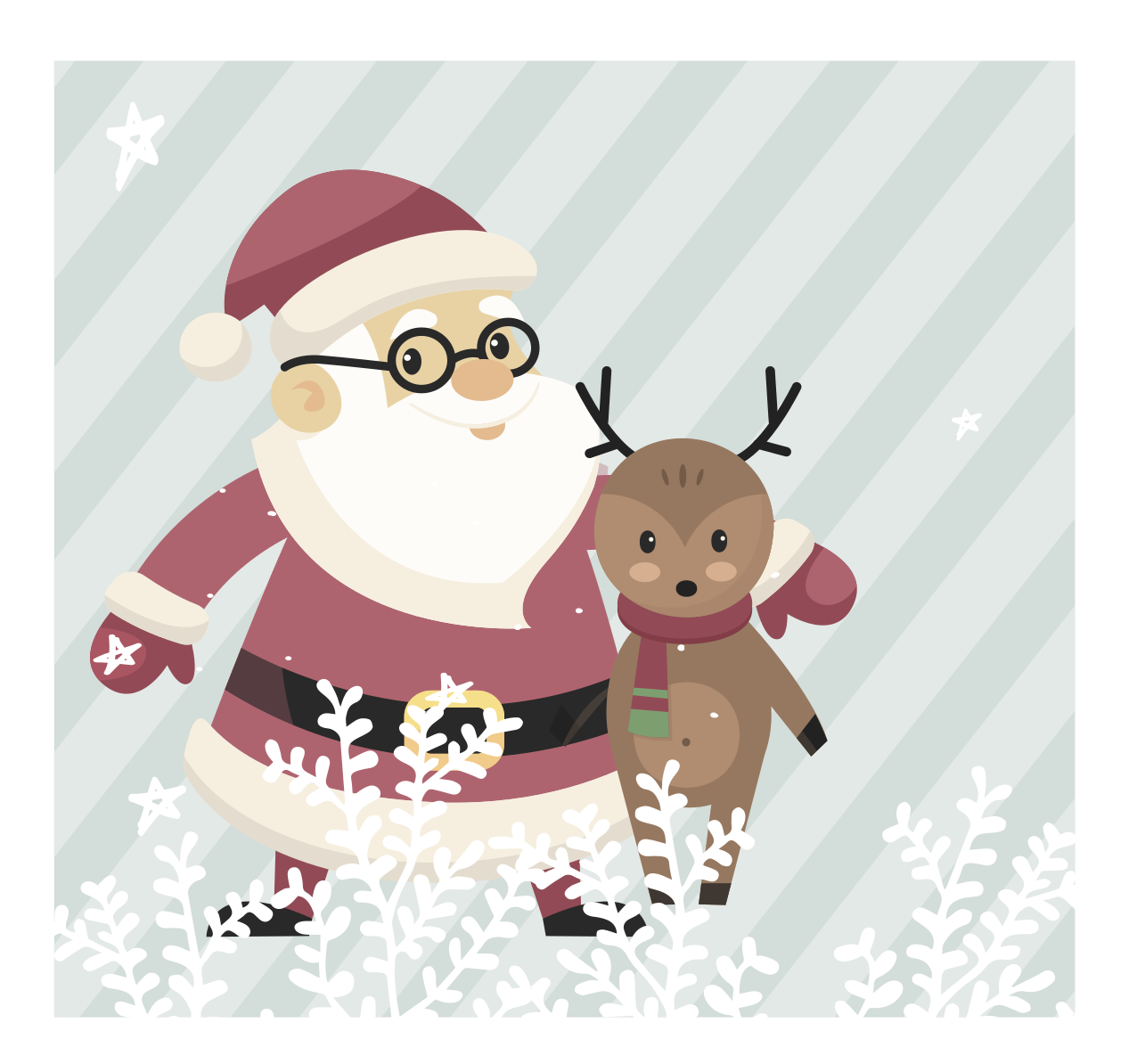 Tapete vinílico do Natal papai noel e renas - TenStickers