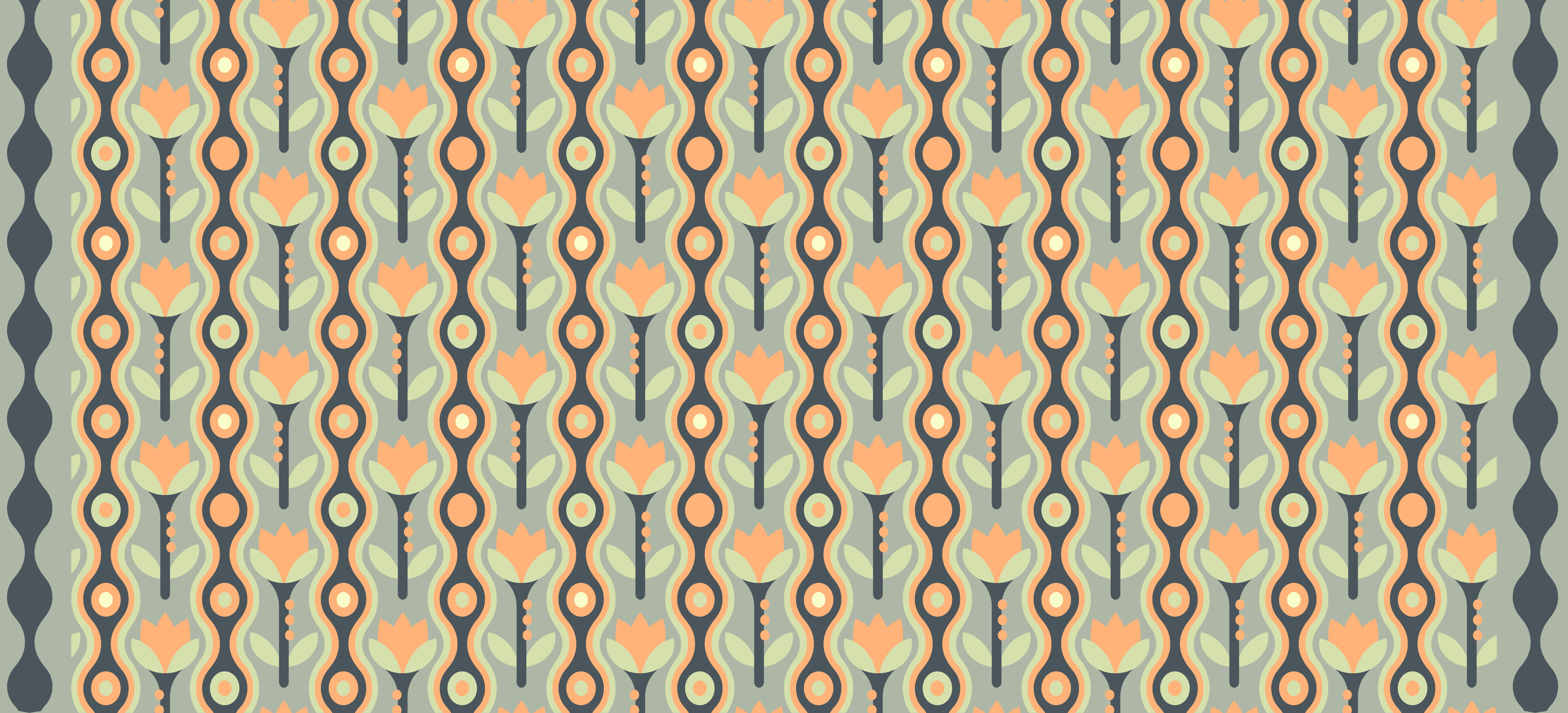 Tapete vinílico juvenil padrão floral estilizado - TenStickers