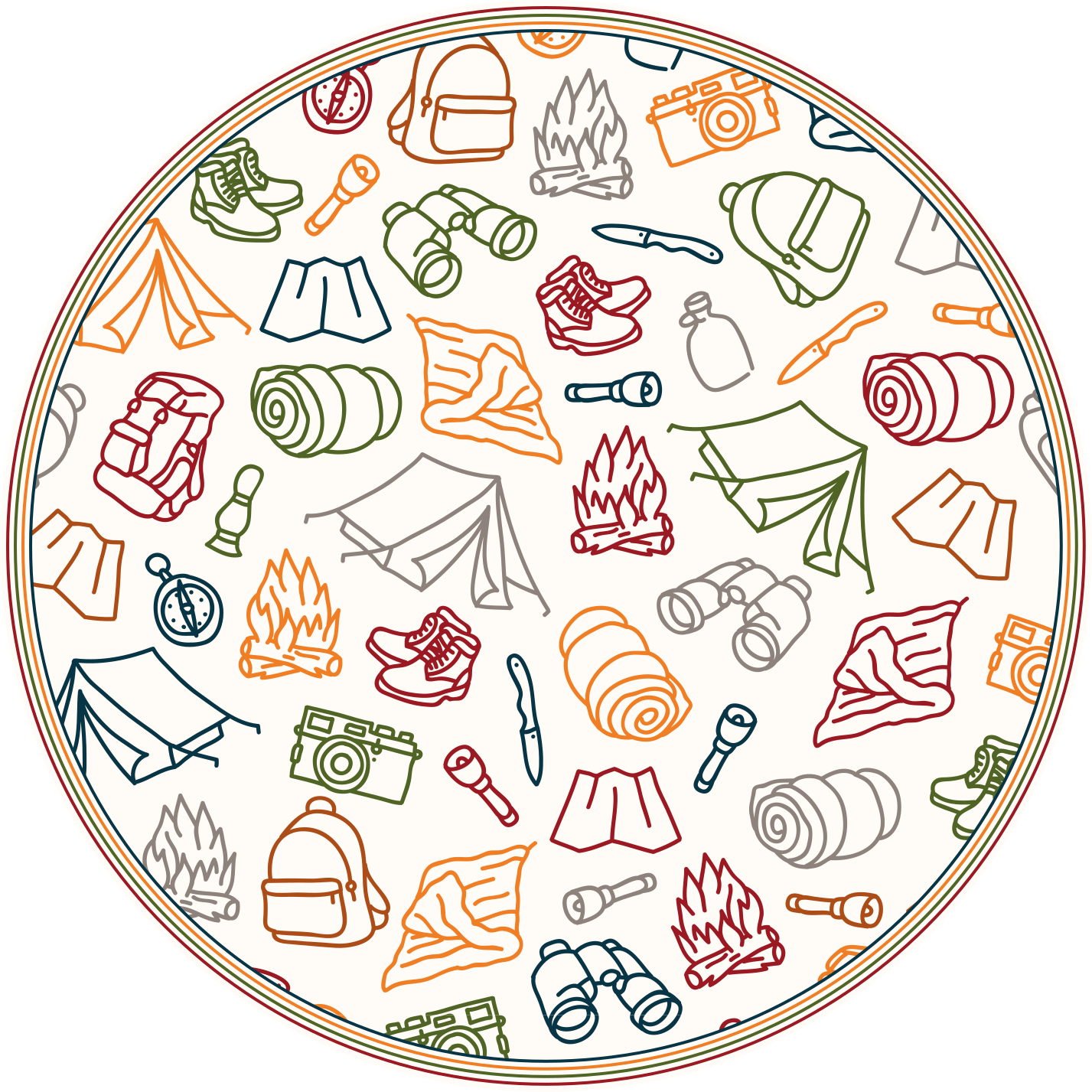 Tapete em vinil infantil ícones de equipamentos de aventura - TenStickers