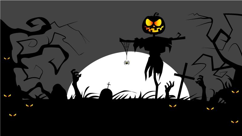 Tapete vinílico halloween cenário de cemitério assustador - TenStickers