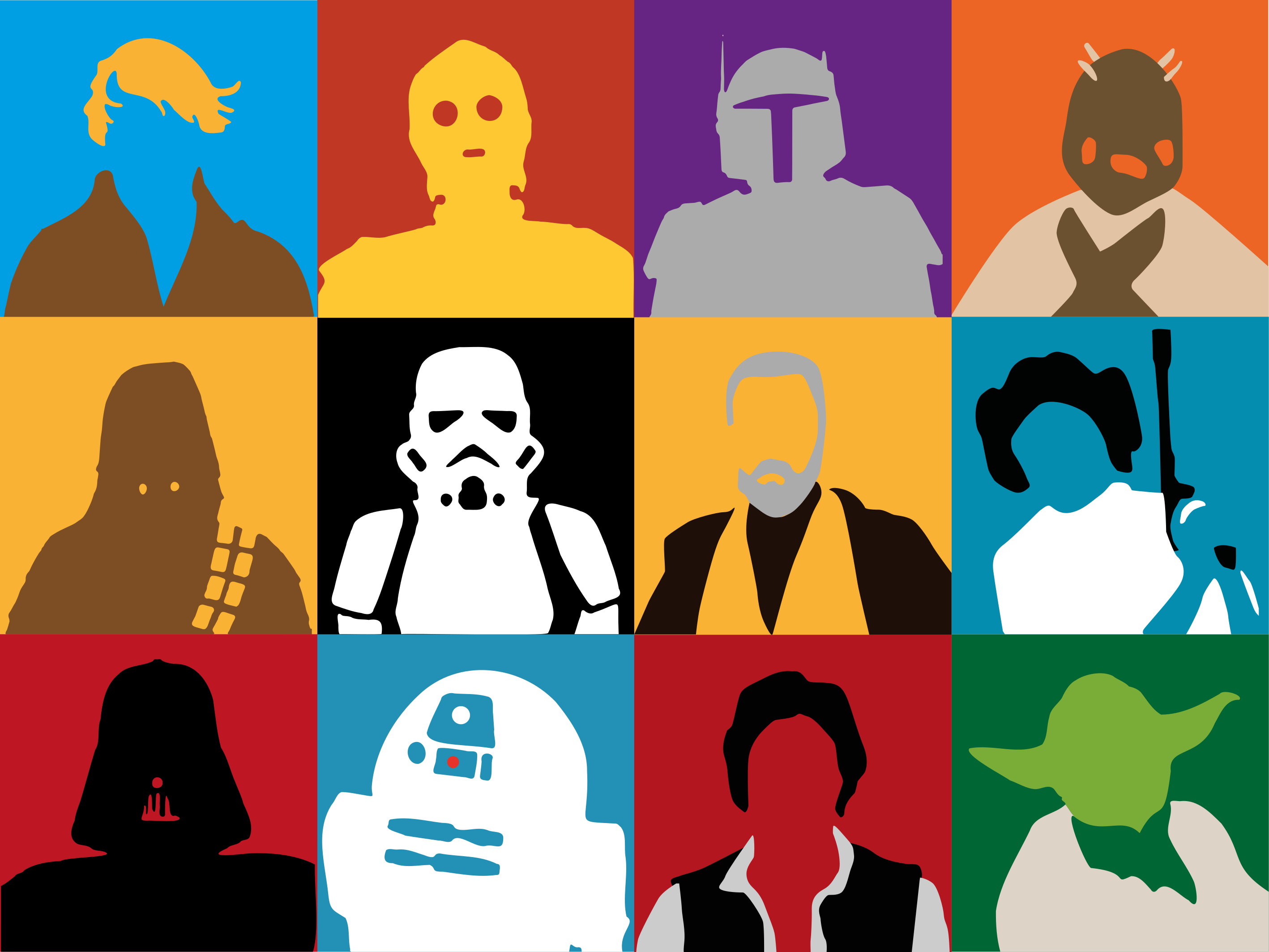 Tapete em vinil infantil silhuetas de personagens icônicas - TenStickers