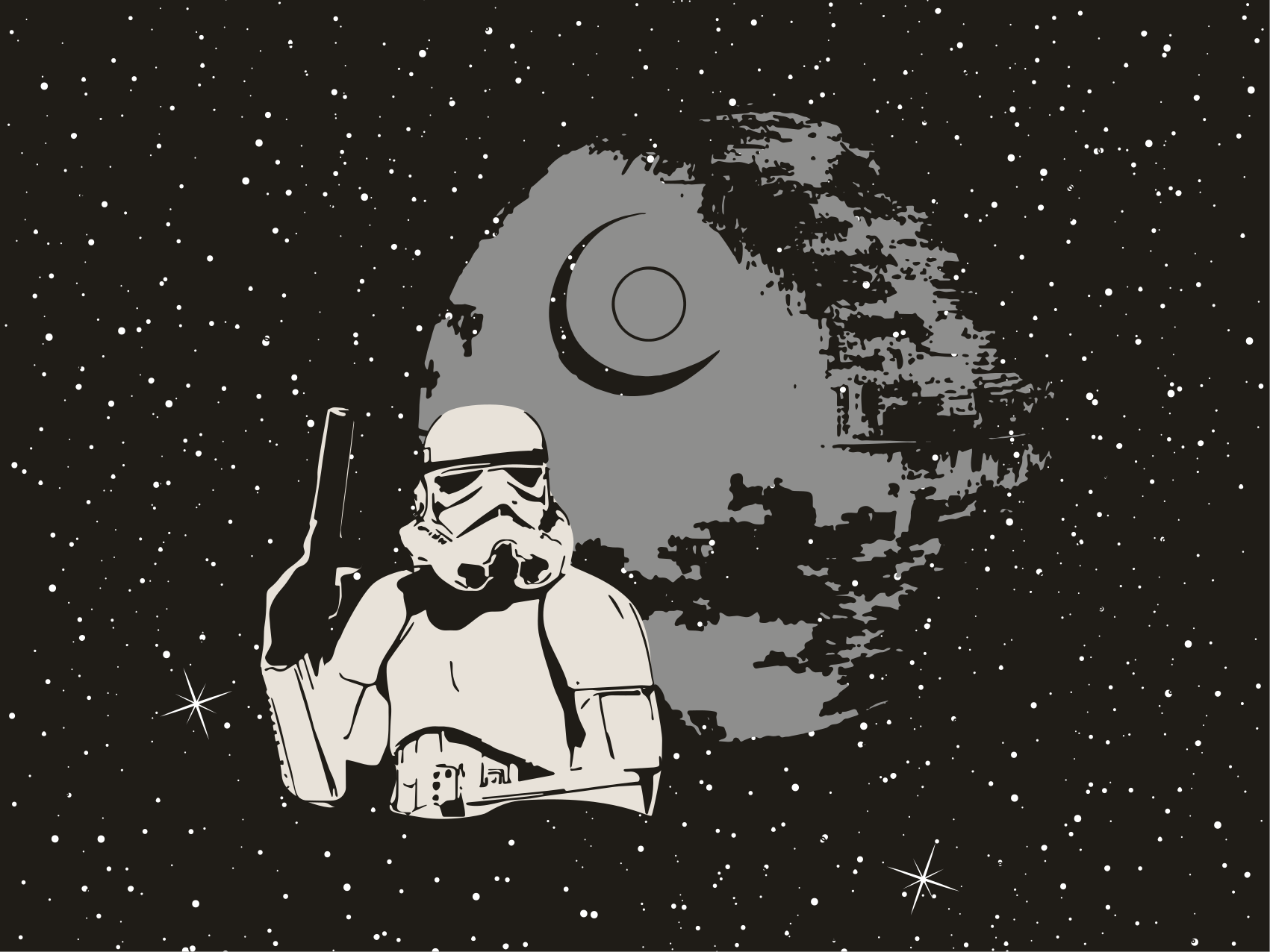 Tapete em vinil infantil cena de stormtrooper espacial - TenStickers