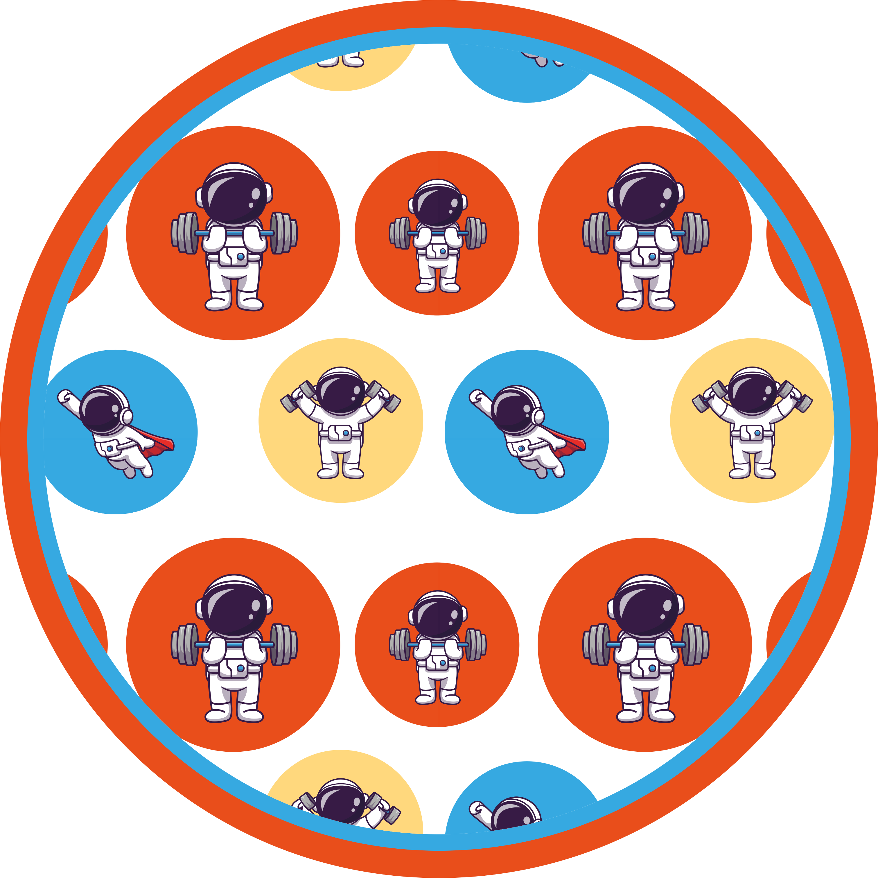 Tapete em vinil infantil aptidão física para astronautas - TenStickers