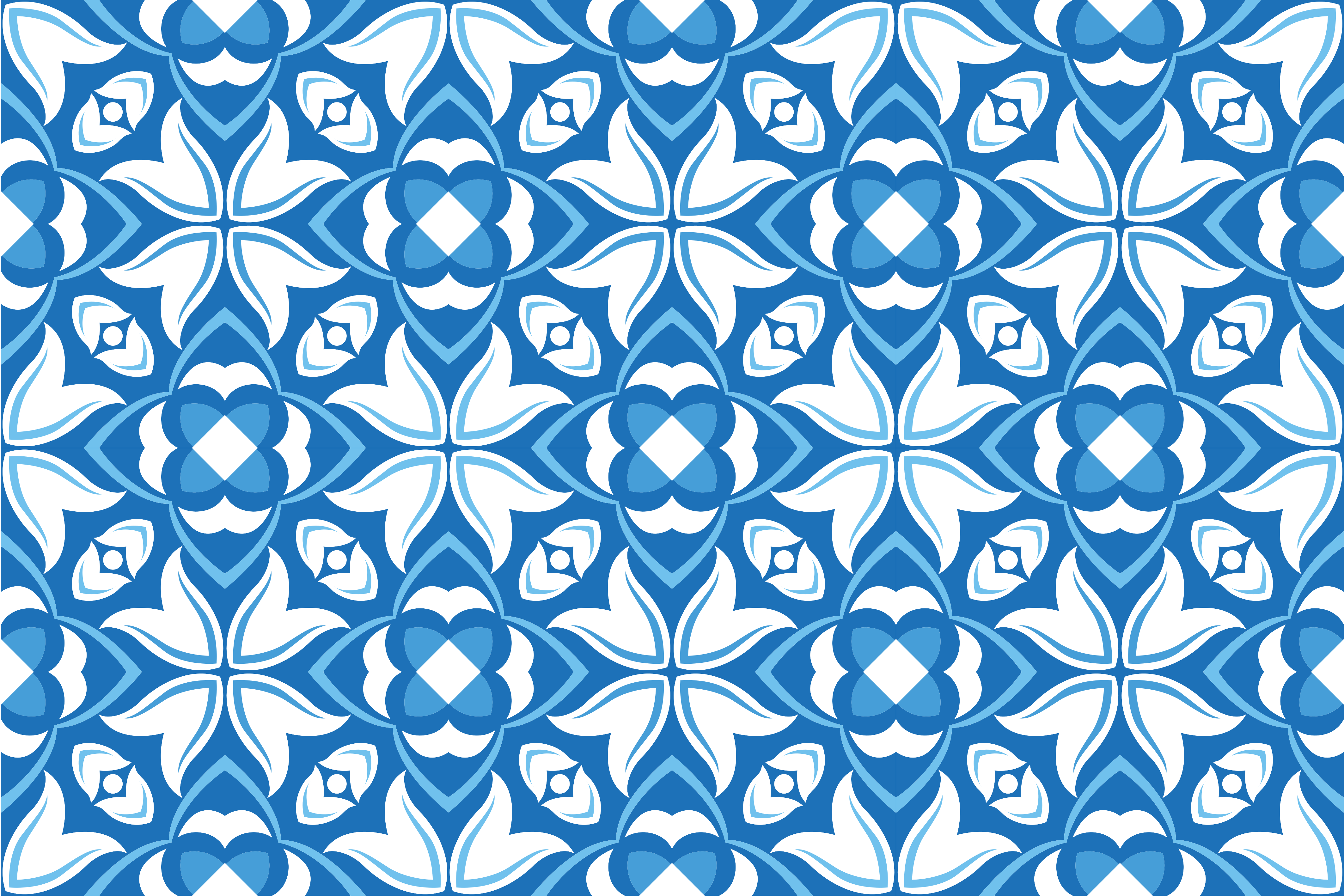 Tapete vinílico azulejos motivo de flor azul - TenStickers