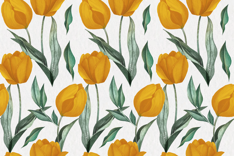 Tapete vinílico flores e plantas tulipas amarelas brilhantes - TenStickers
