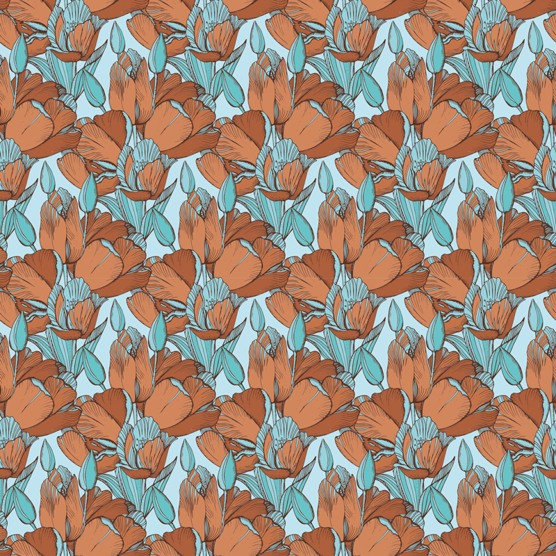 Tapete em vinil infantil esquema de flores - TenStickers