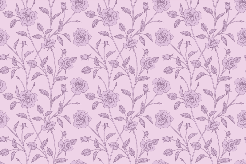 Tapete vinílico flores e plantas padrão floral lavanda - TenStickers