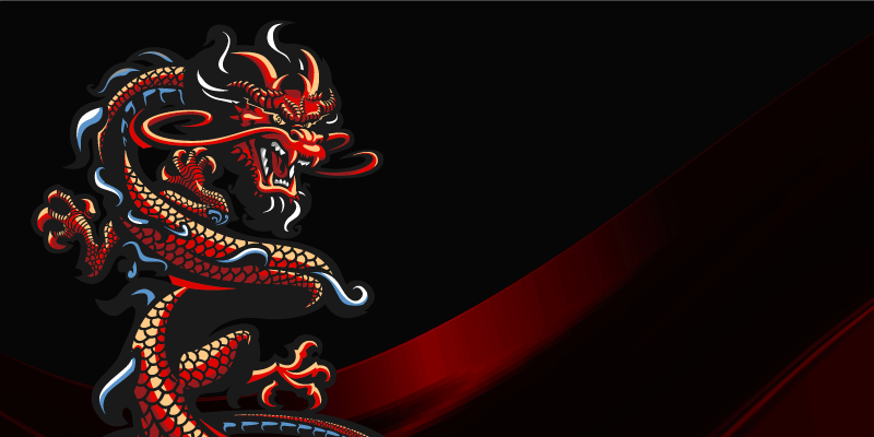 Tapete de dragão animal escuro enrolado - TenStickers