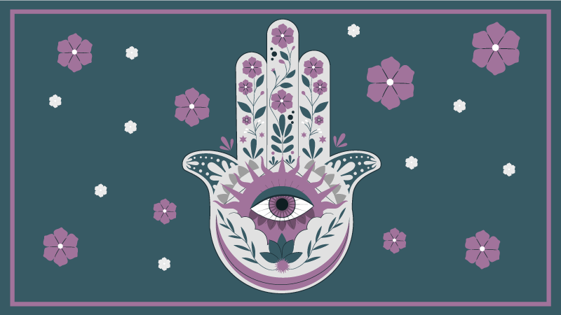 Tapete vinílico de mandala estilo de mão hamsa - TenStickers