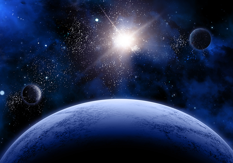 Tapete em vinil infantil cena estrelada cósmica - TenStickers