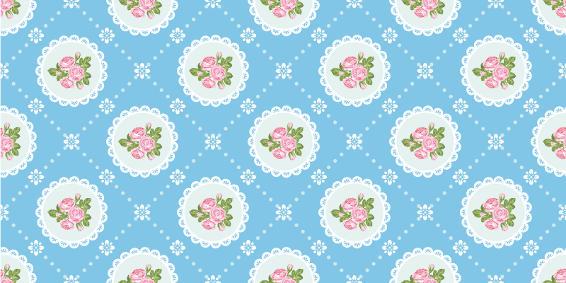 Tapete vinílico retro padrão de renda floral - TenStickers