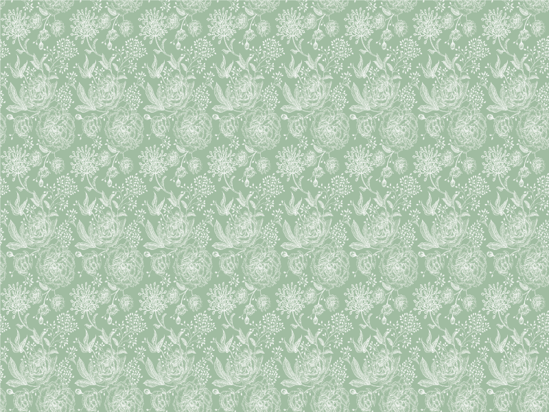 Tapete floral verde floral estilo grandmillenial - TenStickers