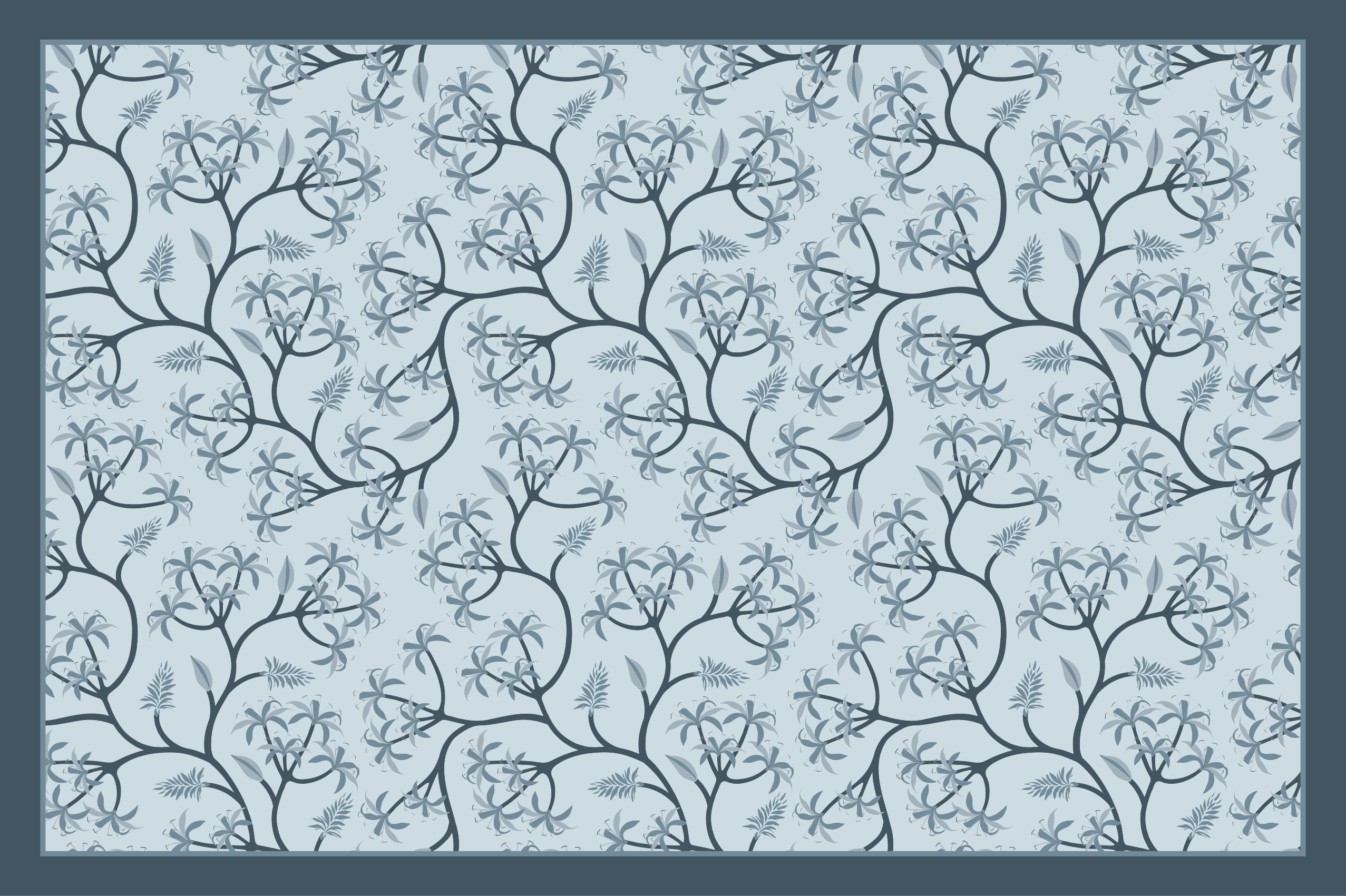 Tapete vinílico flores e plantas padrão de silhueta botânica - TenStickers