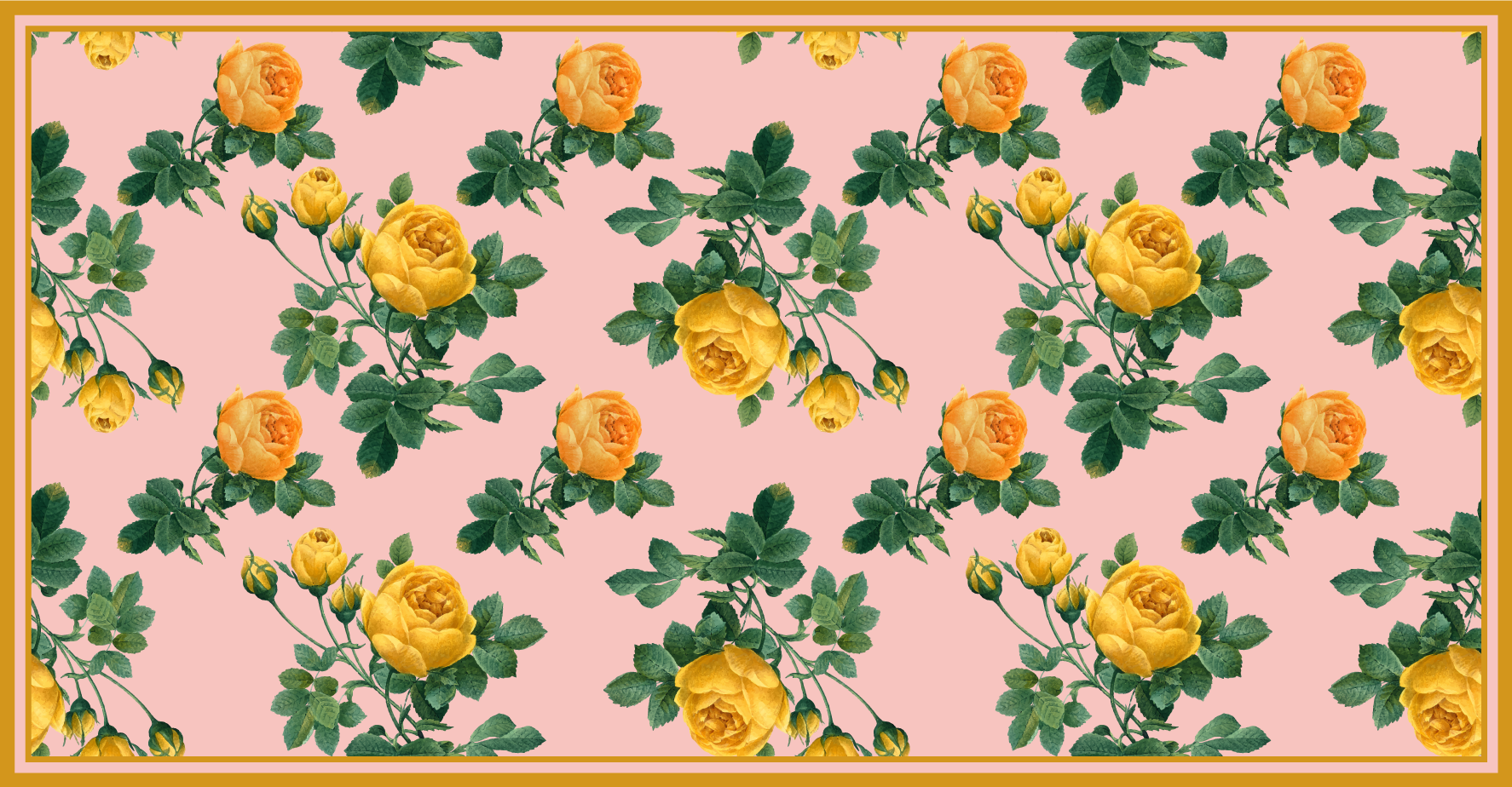 Tapete vinílico de flores e plantas rosa amarela botânica - TenStickers