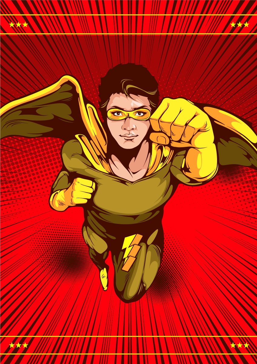 Tapete em vinil infantil pose de ação de super-herói - TenStickers