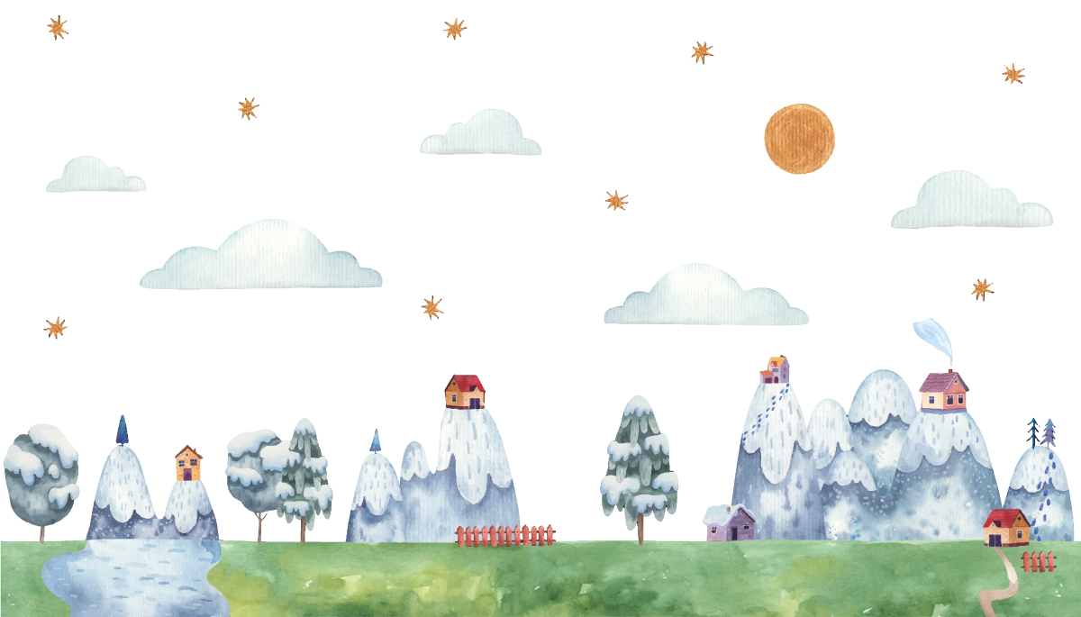 Tapete vinílico infantil cena de paisagem encantada - TenStickers