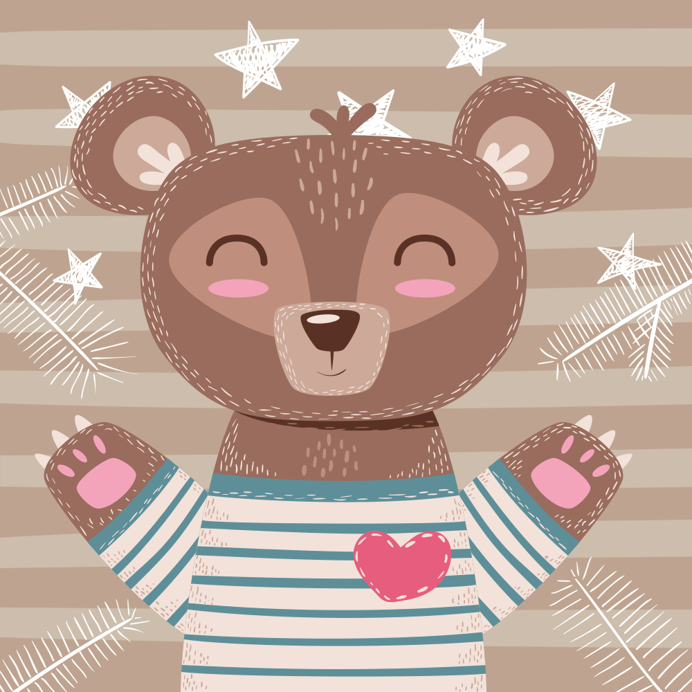Tapete vinílico bebé ilustração de urso adorável - TenStickers
