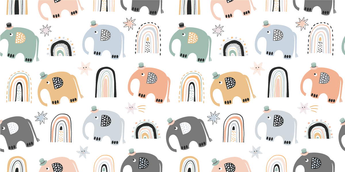 Elefante multicolorido padrão para brincar de bebê - TenStickers