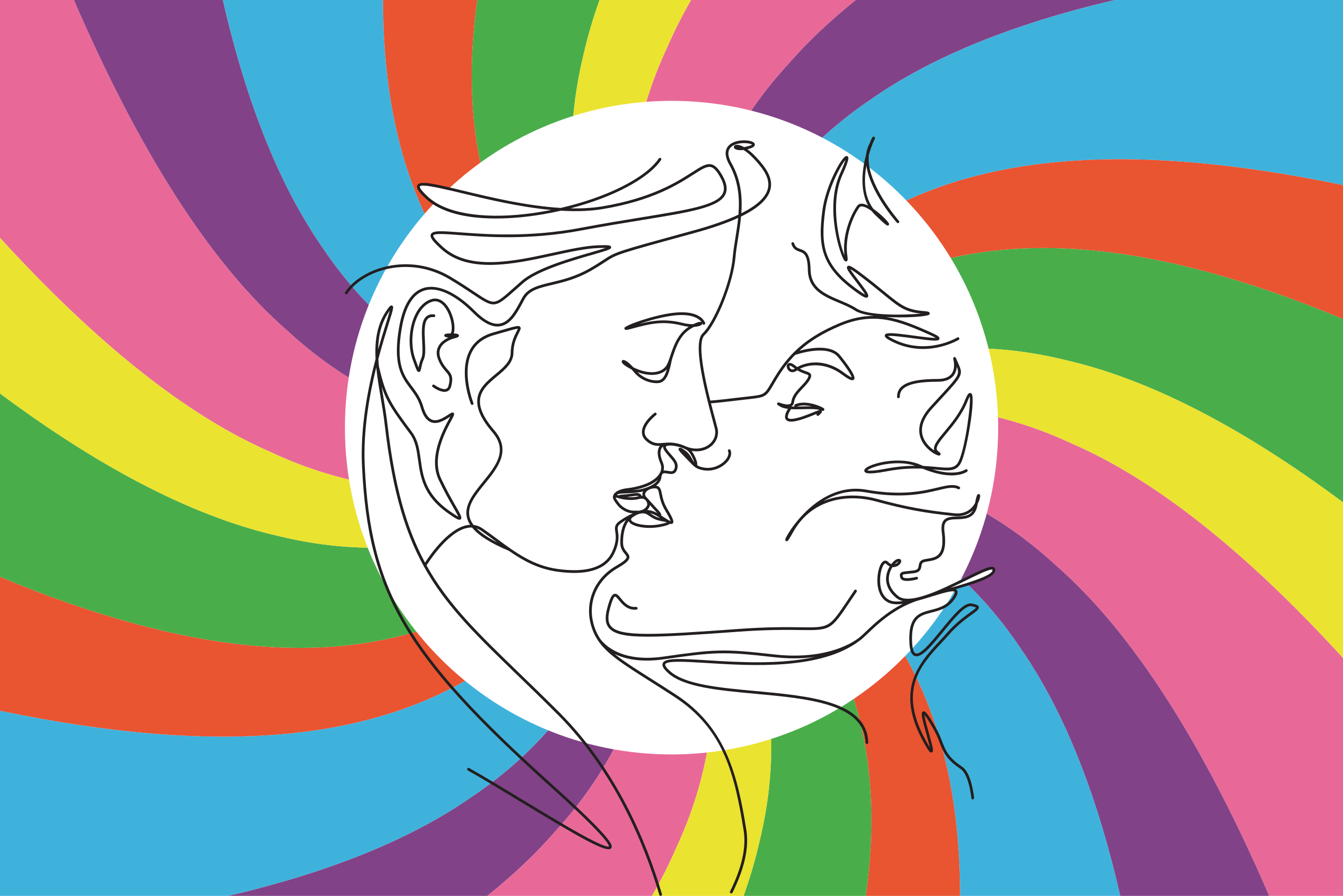 Tapete em vinil infantil silhueta de beijo colorida - TenStickers