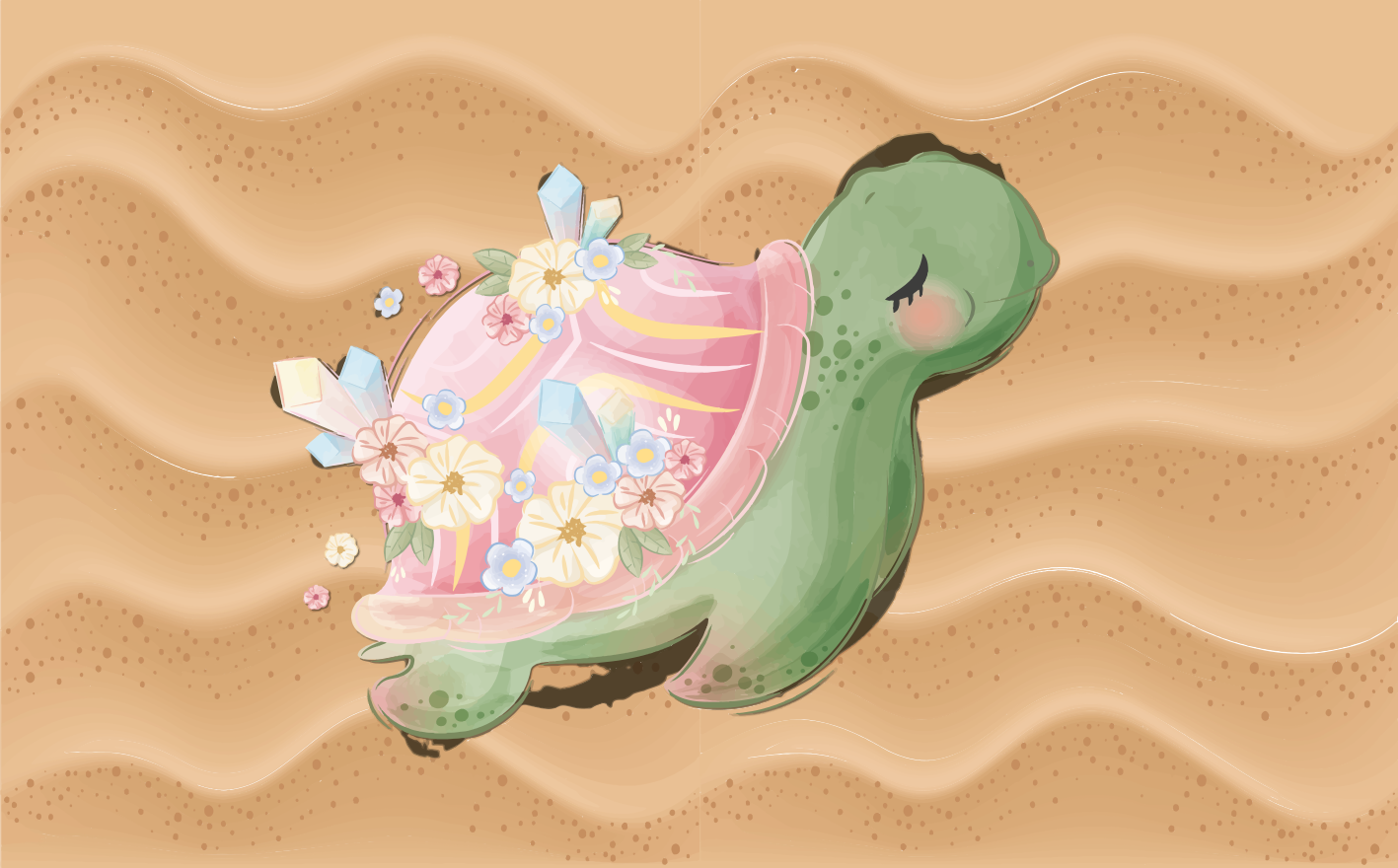 Tapete vinílico infantil oásis de tartarugas marinhas - TenStickers