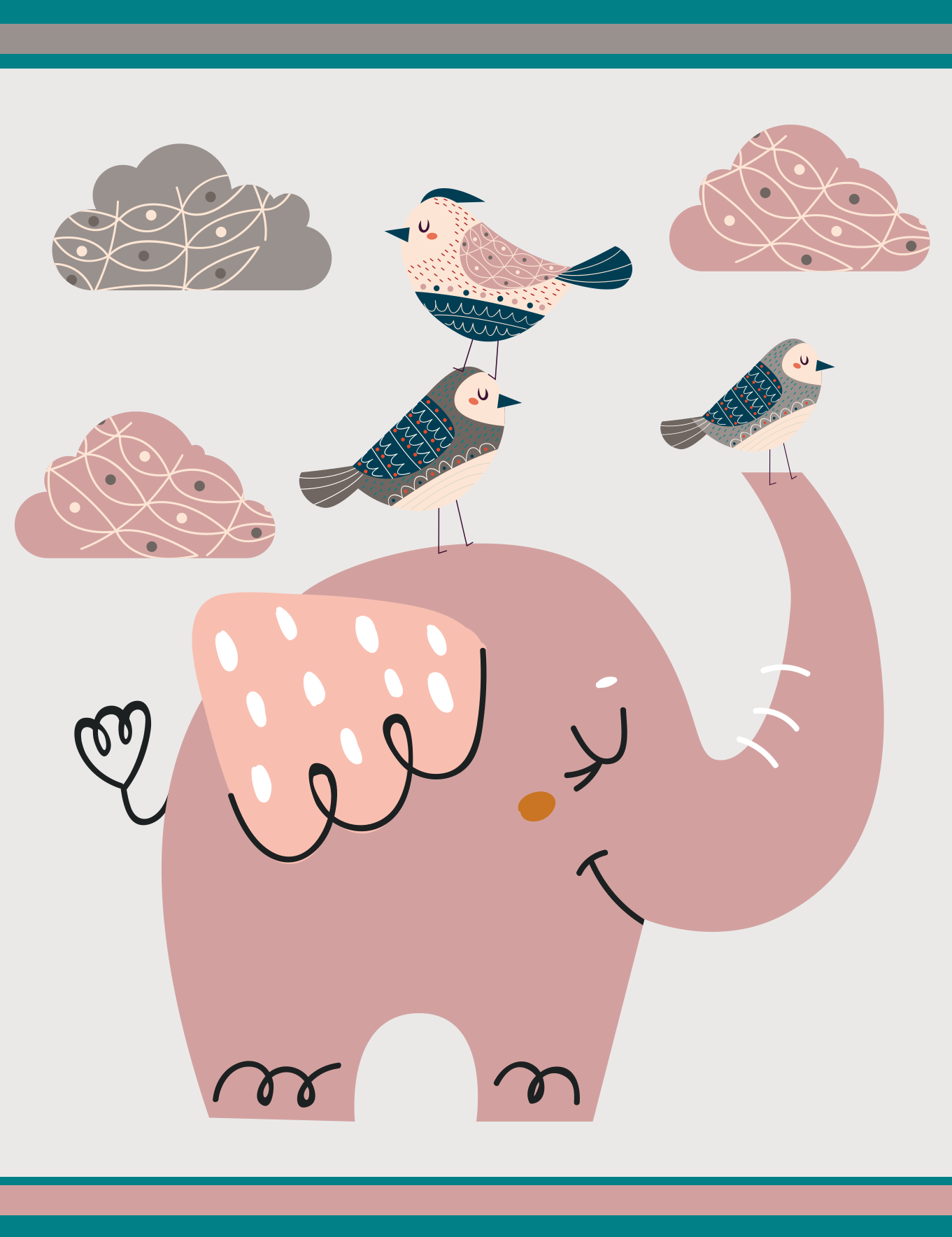 Tapete vinílico infantil brincadeira de elefante - TenStickers