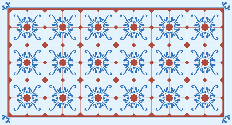 Tapete vinílico azulejos cor azul estilo granada - TenStickers