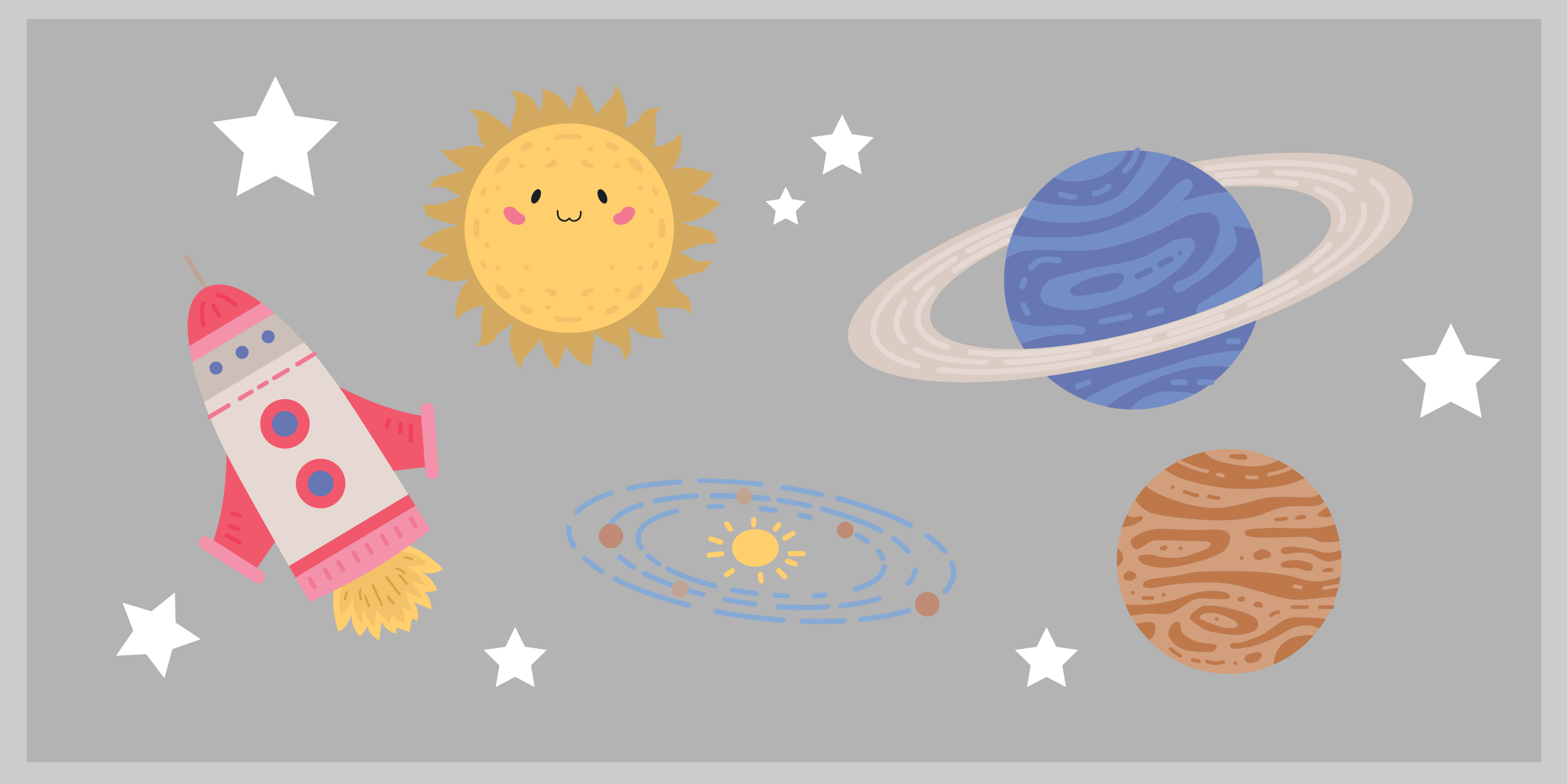 Tapete de vinil estrela do espaço e planetas - TenStickers