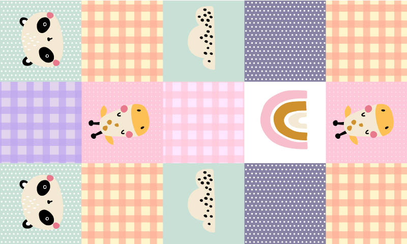 Tapete em vinil infantil patchwork lúdico - TenStickers